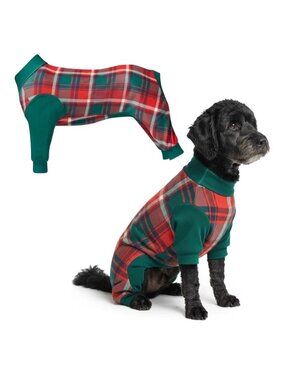 Spark Paws 3 XL Christmas Pajama Dogs Ultra-Soft 4-Way Stretch Green & Red Plaid